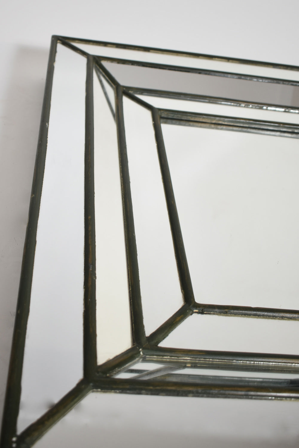 Rectangular mirror with green glazing beads, 1960s.