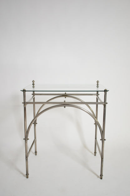 Tubular chrome iron and glass table, 1920s.