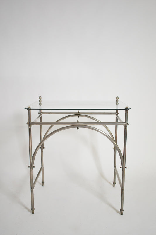 Tubular chrome iron and glass table, 1920s.