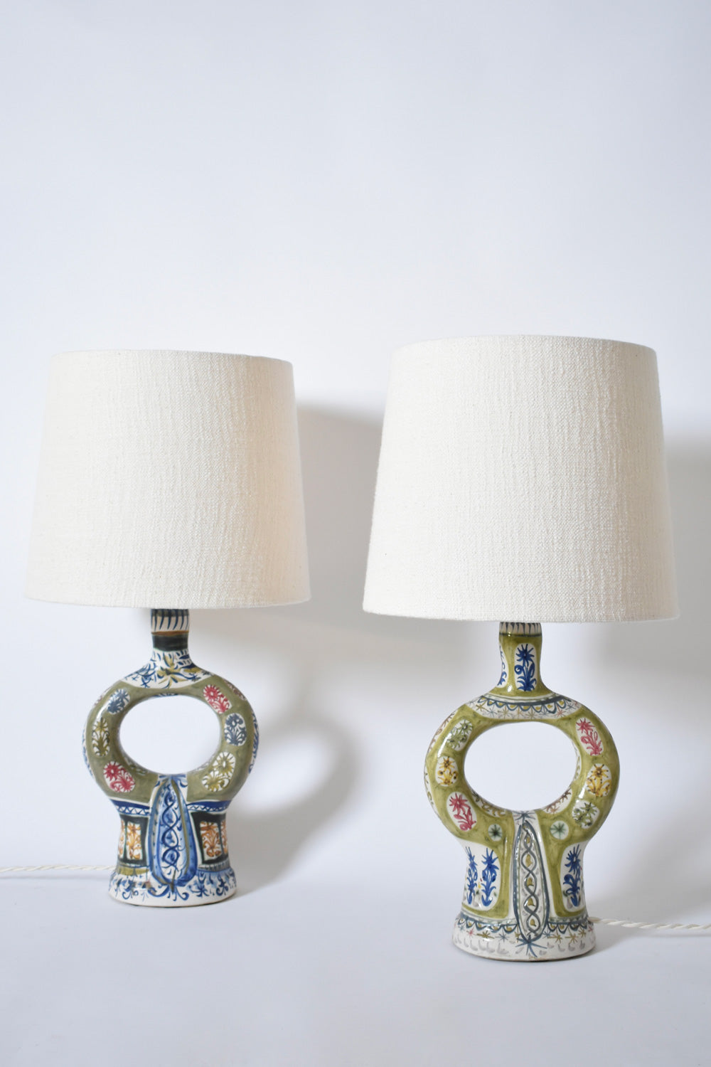 Keraluc pair of ceramic lamps, 1960s.