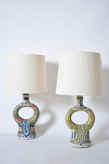 Keraluc pair of ceramic lamps, 1960s.