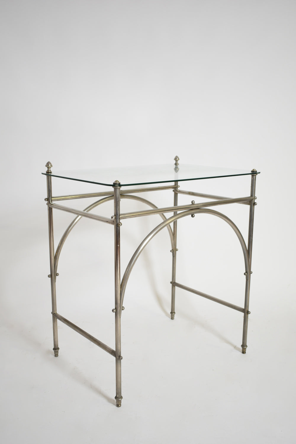 Tubular chrome iron and glass table, 1920s.