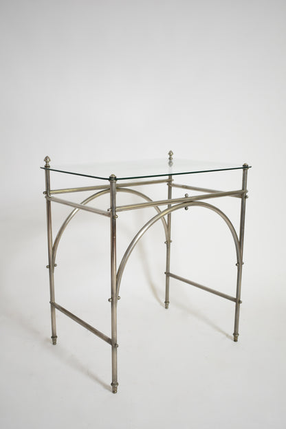 Tubular chrome iron and glass table, 1920s.
