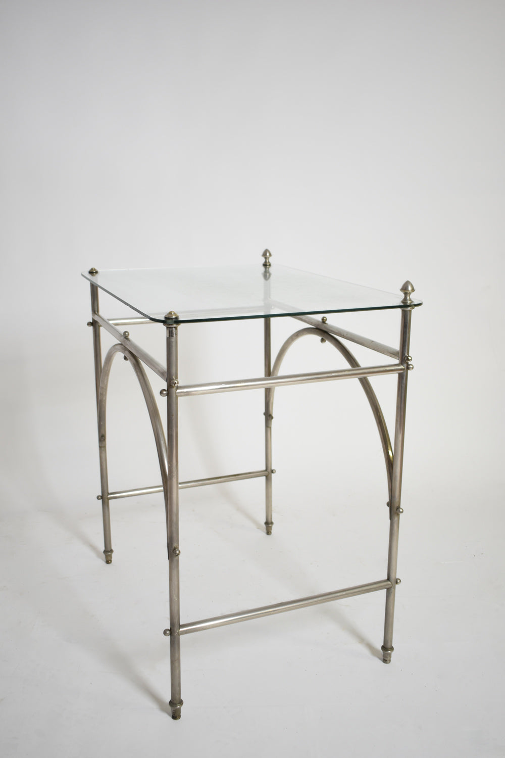 Tubular chrome iron and glass table, 1920s.