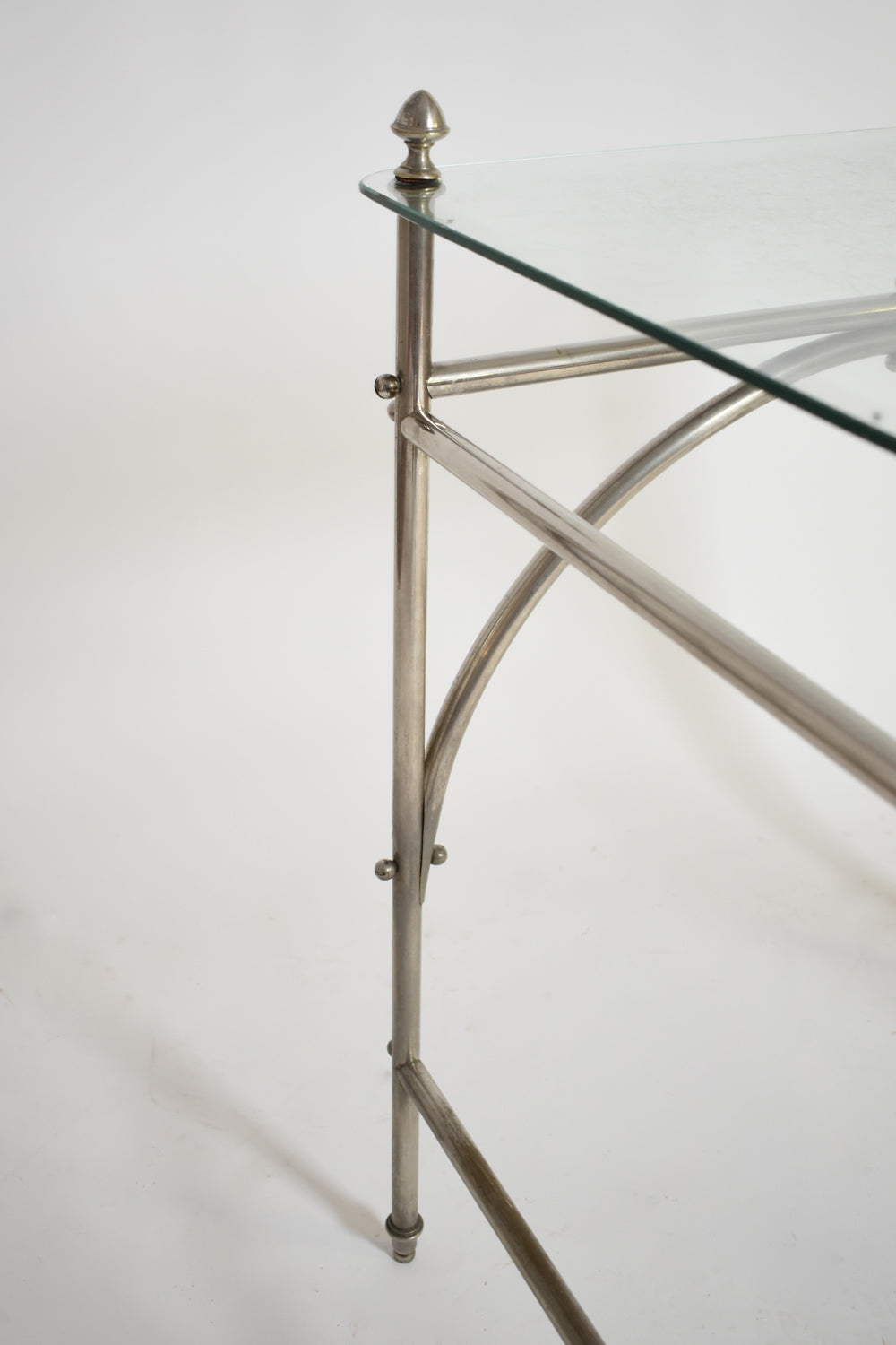 Tubular chrome iron and glass table, 1920s.