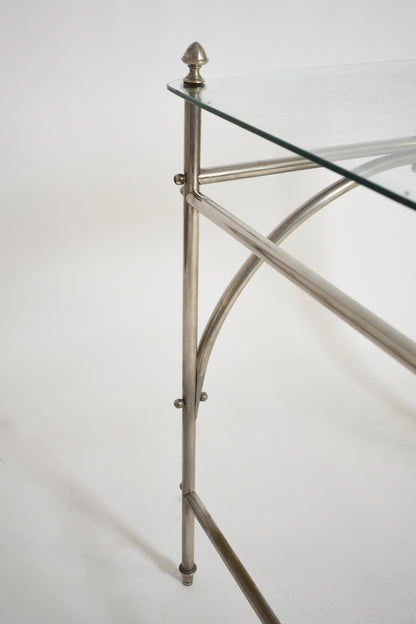 Tubular chrome iron and glass table, 1920s.