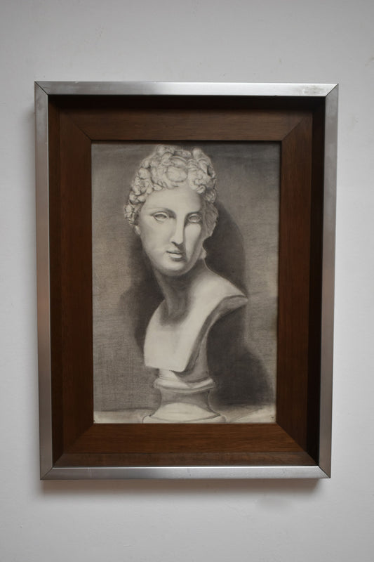 Woman bust portrait drawing, 1970s.
