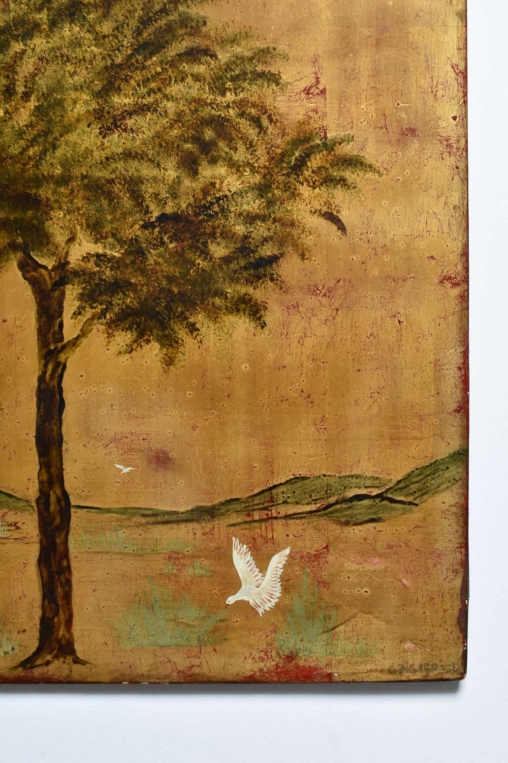 Lacquer and gold leaf painting on panel, 1960s.