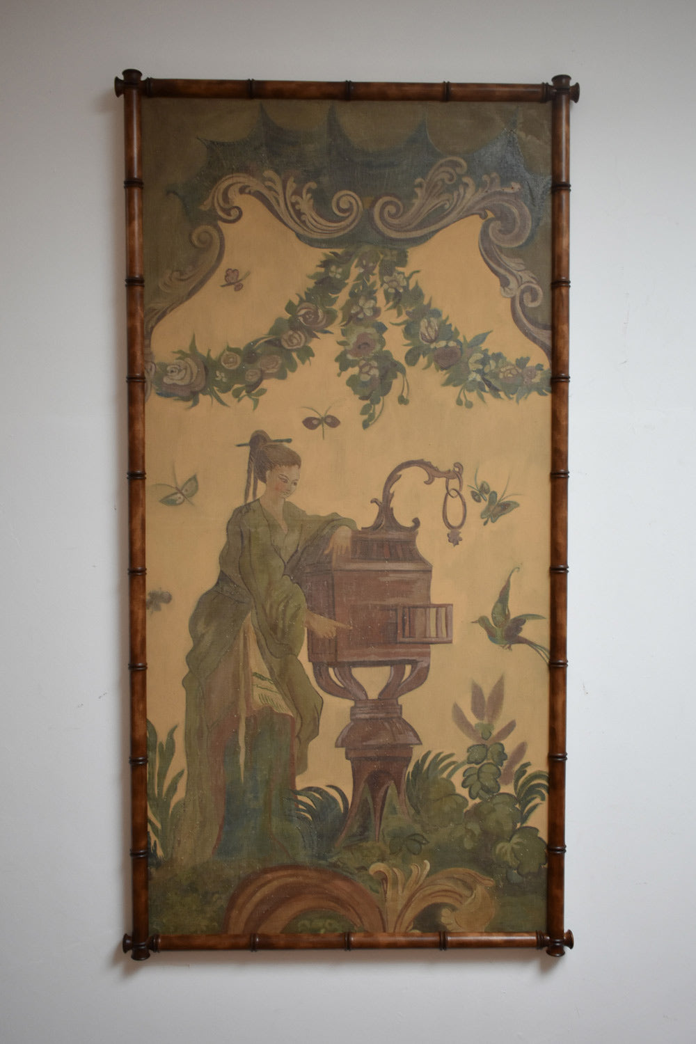 Pair of chinese style theatre decor portraits, 1920s.