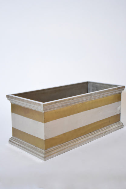 Neoclassical aluminium and brass rectangular planter, 1970s.