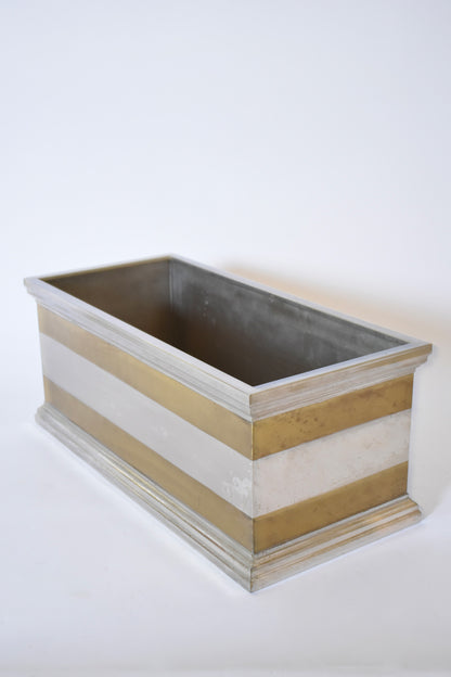 Neoclassical aluminium and brass rectangular planter, 1970s.
