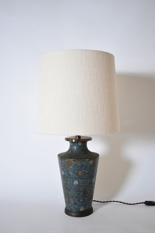 Cloisonné bronze baluster lamp, XIXth c.