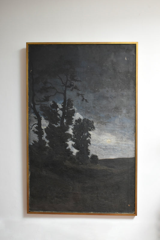 Landscape at twilight painting, XIXth c.
