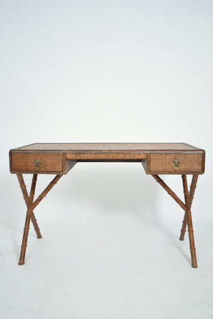 Jacques Adnet style table desk console, 1980s.