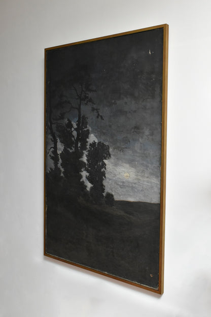 Landscape at twilight painting, XIXth c.