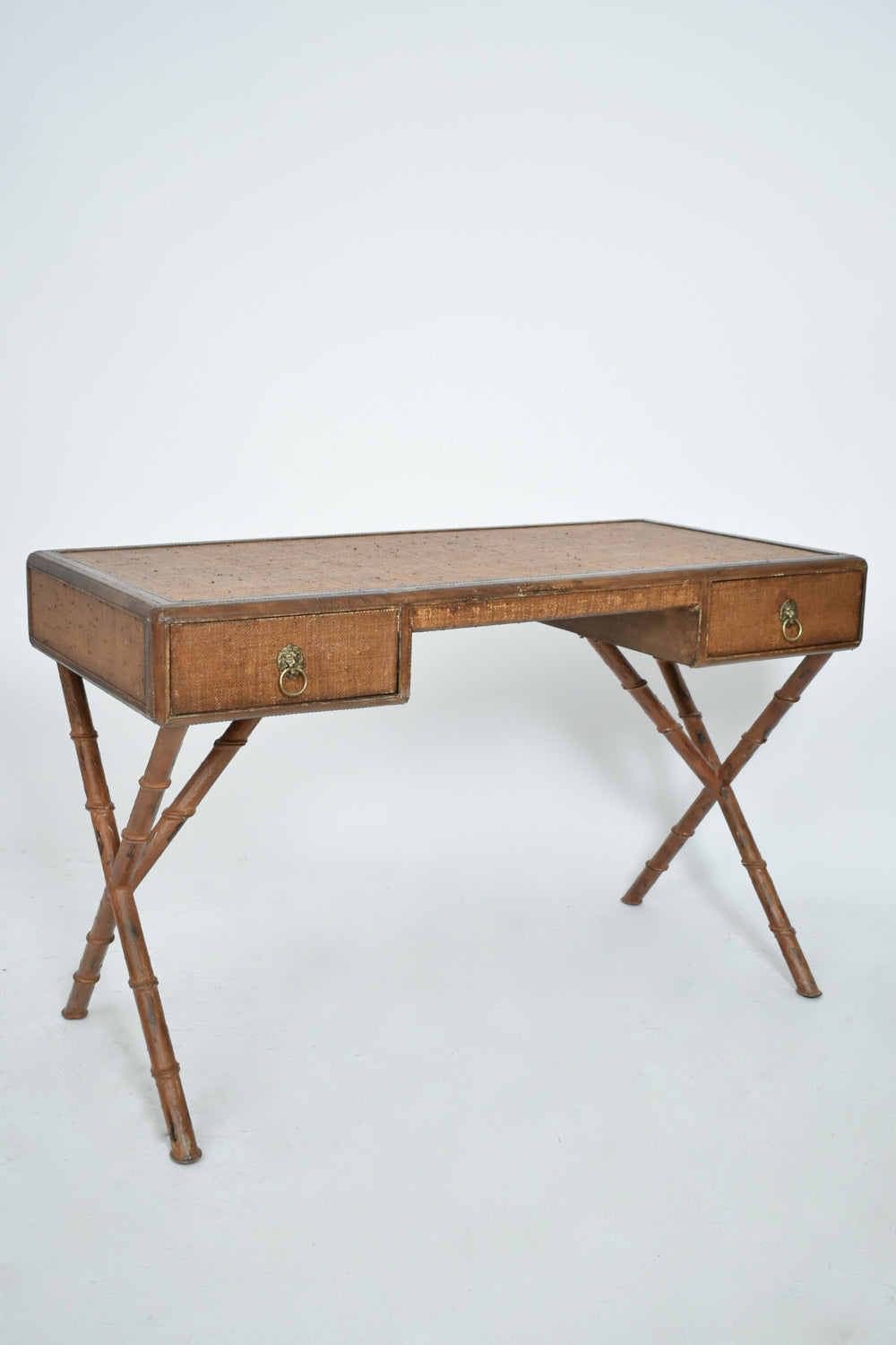 Jacques Adnet style table desk console, 1980s.