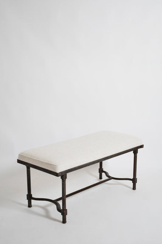 Rectangular wrought iron bench, 1960s.