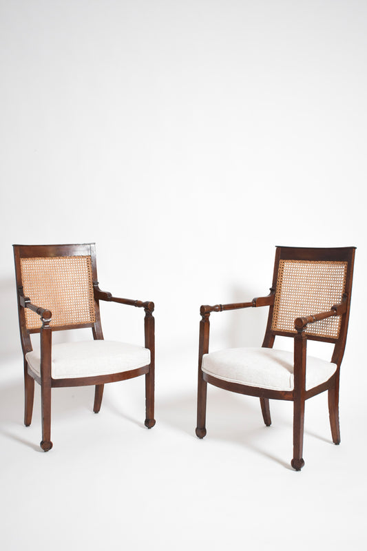 Pair of Return from Egypt armchairs, XIXth c.