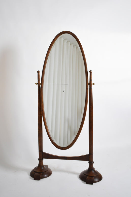 Arts and Crafts wooden psyche mirror, 1900s.