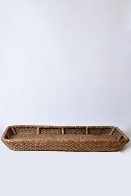 Giant wicker tray, 1970s.
