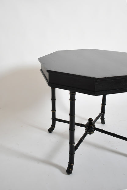 Faux bamboo octogonal table, 1910s.