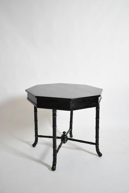 Faux bamboo octogonal table, 1910s.