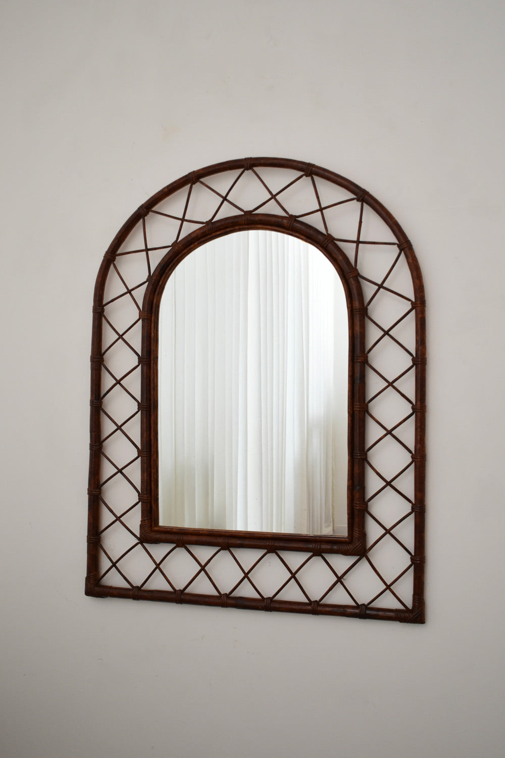Rattan arch mirror, 1970s.