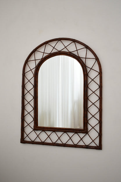 Rattan arch mirror, 1970s.