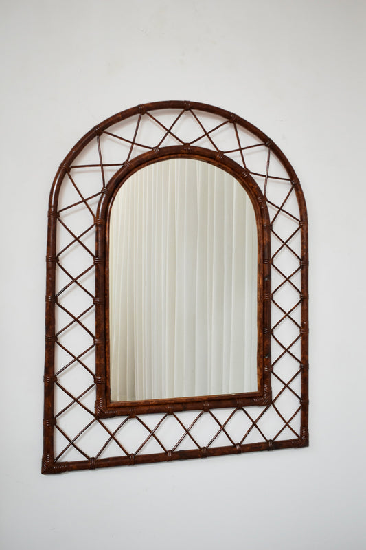 Rattan arch mirror, 1970s.