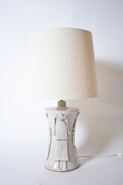 "Kasaï" Avignon off white ceramic lamp 32cm, Barracuda Edition.