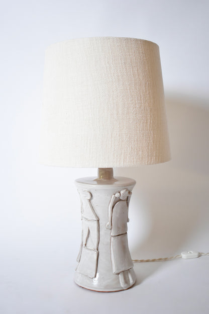 "Kasaï" Avignon off white ceramic lamp 32cm, Barracuda Edition.