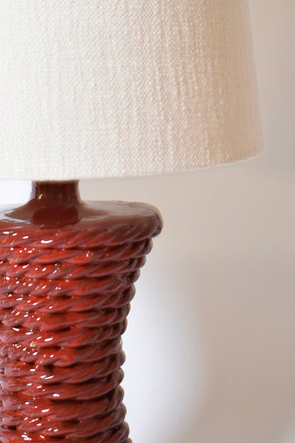 "Kasaï" red rope ceramic lamp 32cm, Barracuda Edition.