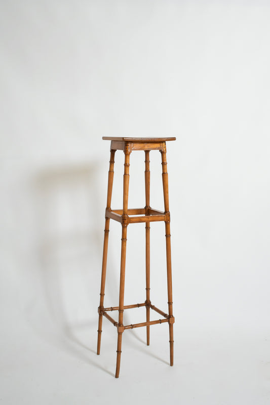 Light wood faux bamboo pedestal table, 1900s.