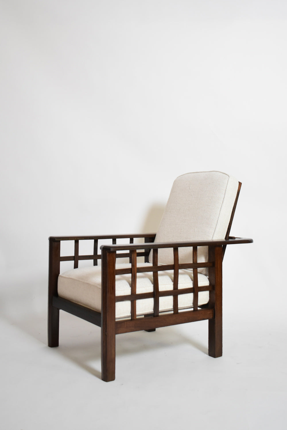 Pair of large Francis Jourdain style reclinable armchairs, 1930s.