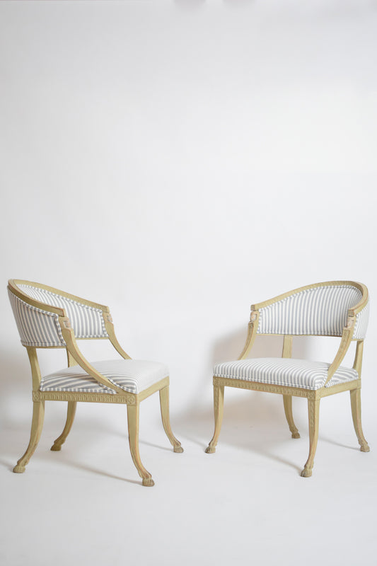 Pair of Gustavian armchairs, XIXth c.