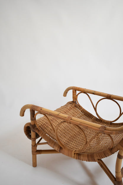 Rattan low armchair, 1950s.