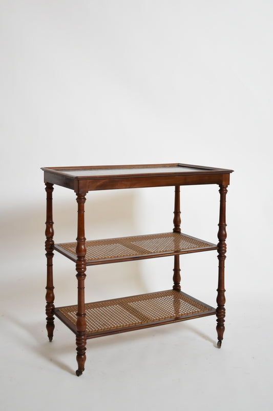 Wood canning and marble rolling trolley table, XIXth c.