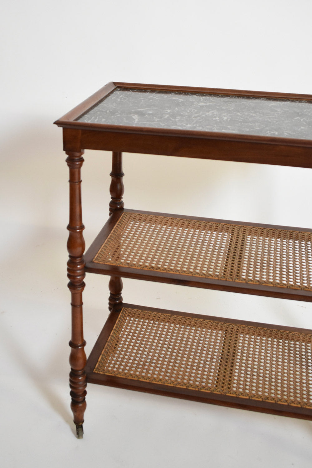 Wood canning and marble rolling trolley table, XIXth c.