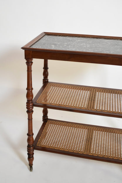 Wood canning and marble rolling trolley table, XIXth c.