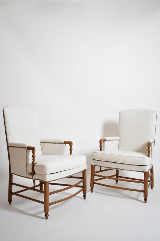Pair of bergère armchairs, 1950s.