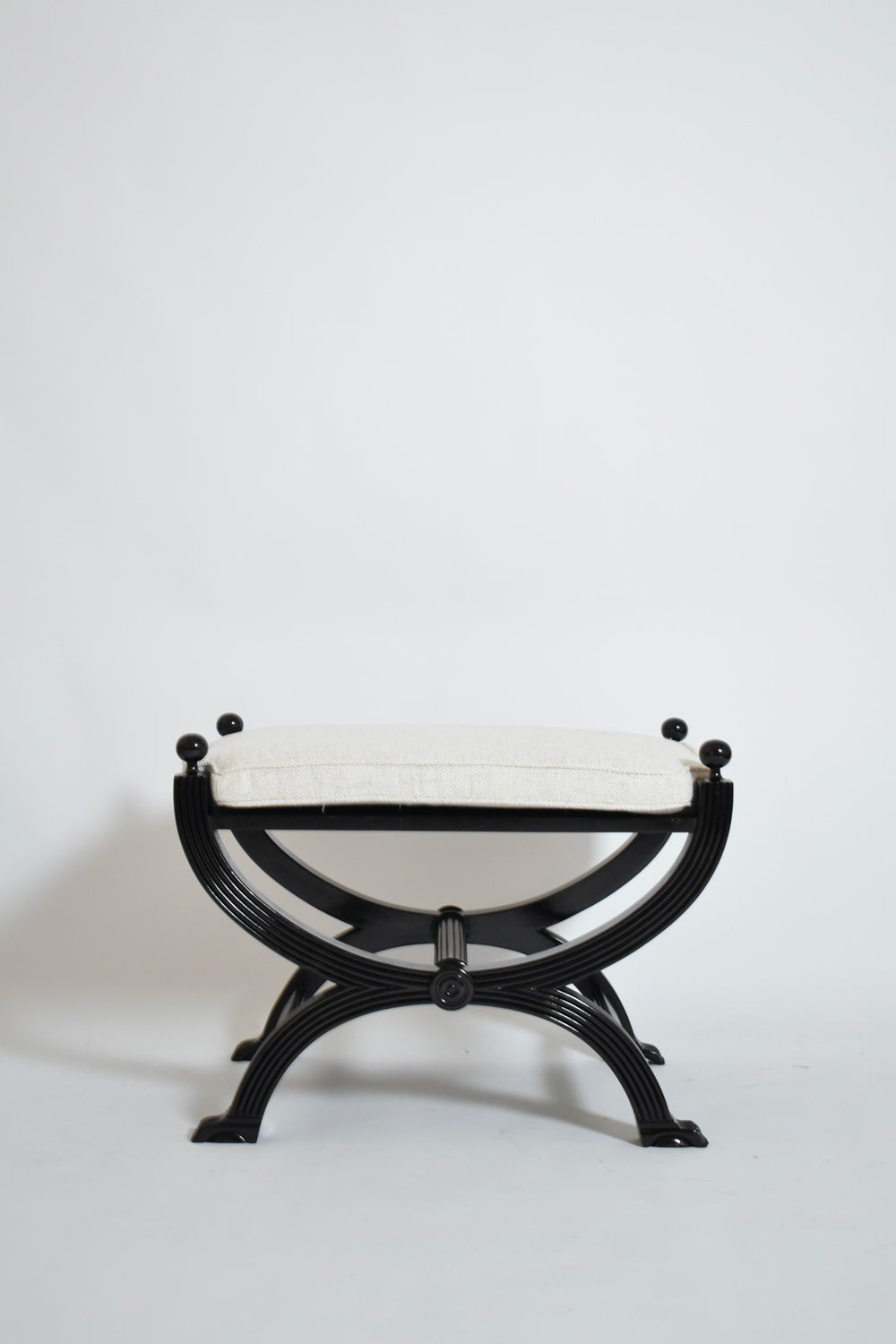 Pair of lion paws feet neocclassical curule stools, 1960s.