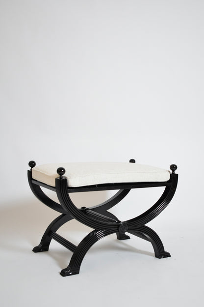Pair of lion paws feet neocclassical curule stools, 1960s.