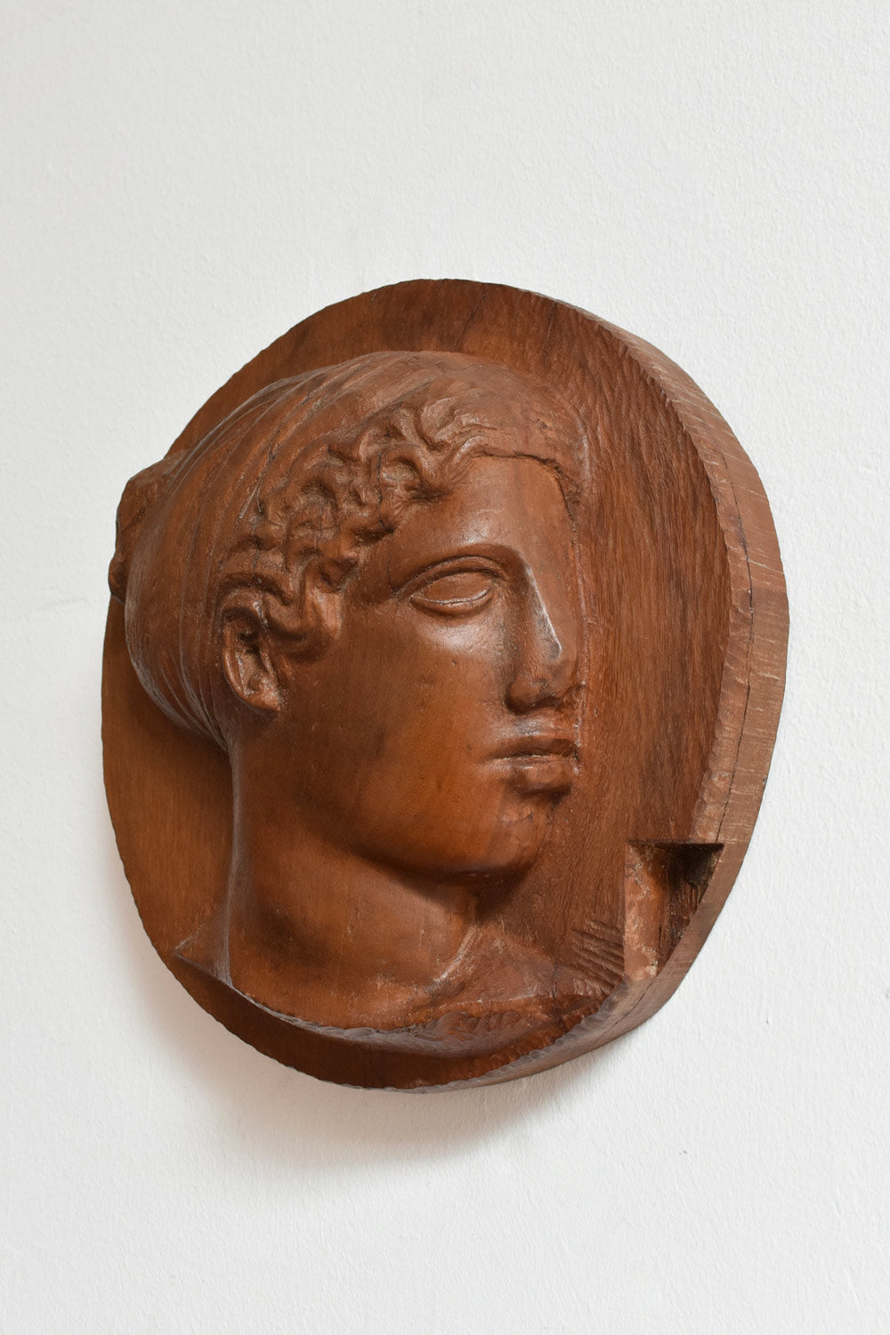 Antique style wooden medaillon portrait, 1930s.
