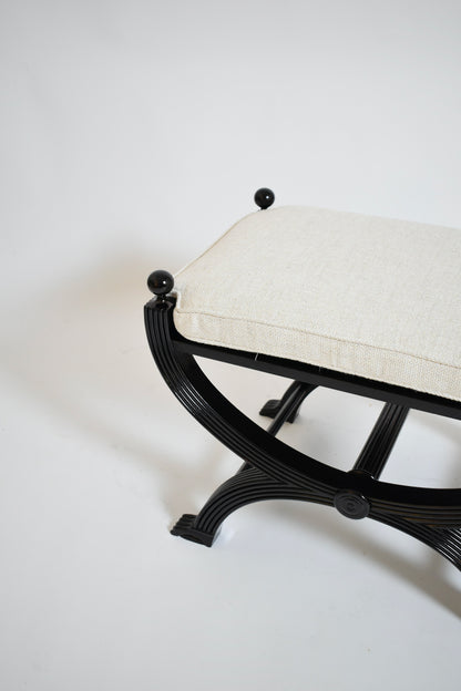 Pair of lion paws feet neocclassical curule stools, 1960s.