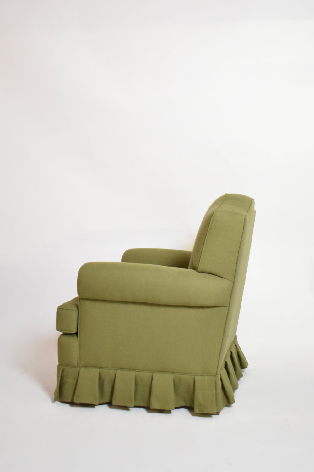 Pair of green fabric moustache back armchairs, 1960s.