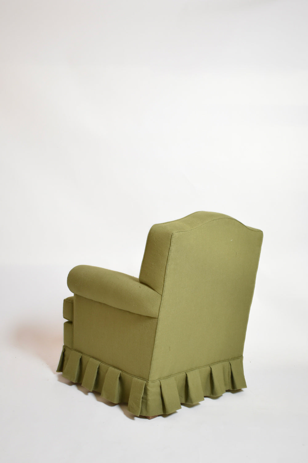 Pair of green fabric moustache back armchairs, 1960s.