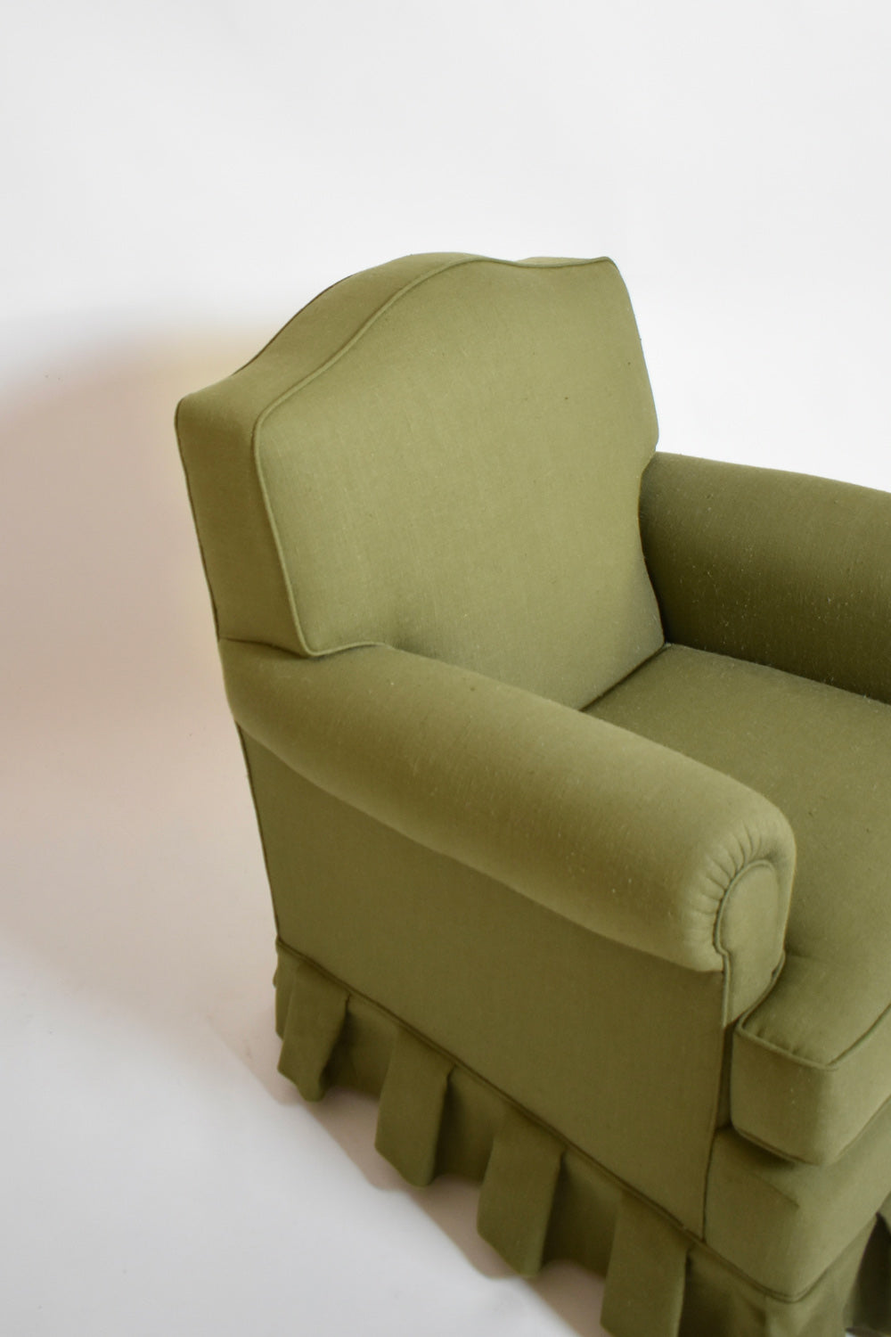 Pair of green fabric moustache back armchairs, 1960s.