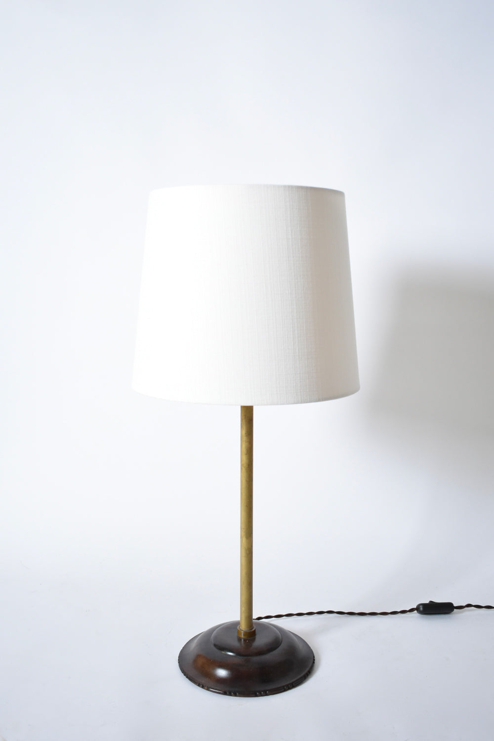 Brass and wood viennese secession lamp, 1910s.