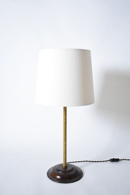 Brass and wood viennese secession lamp, 1910s.