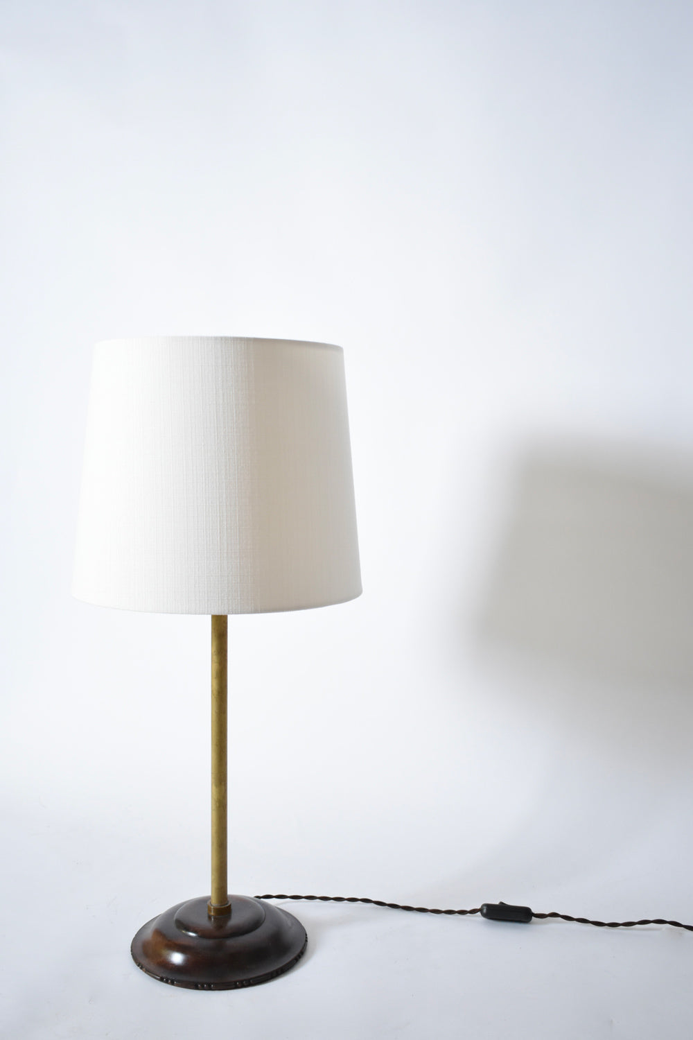 Brass and wood viennese secession lamp, 1910s.